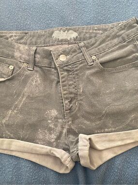 Zoe Karssen Gray Washed Denim Cuffed Shorts